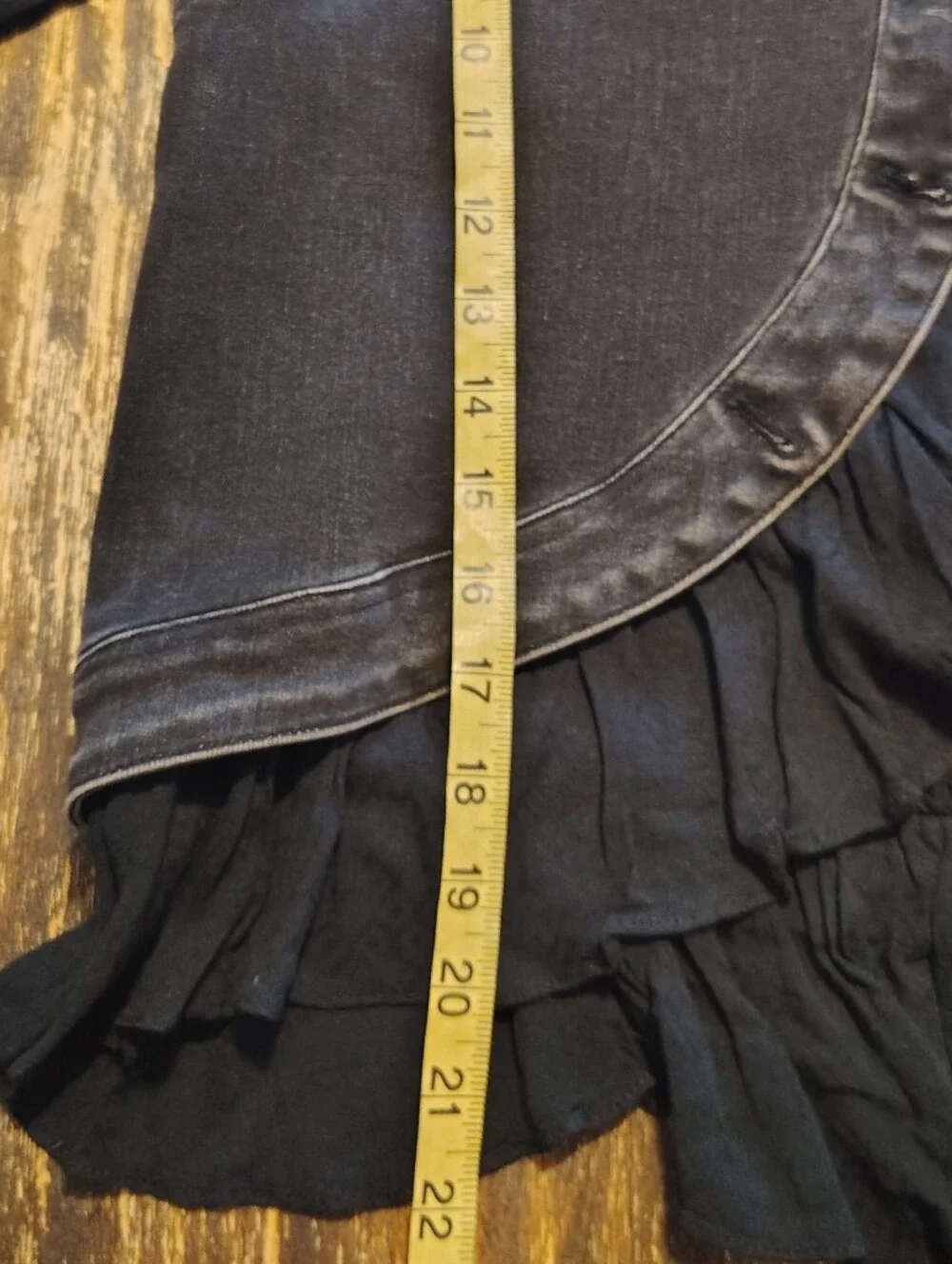 Free People Black Ruffle-Trim Suki Denim Jacket Boho Festival Cropped - Picture 10 of 10